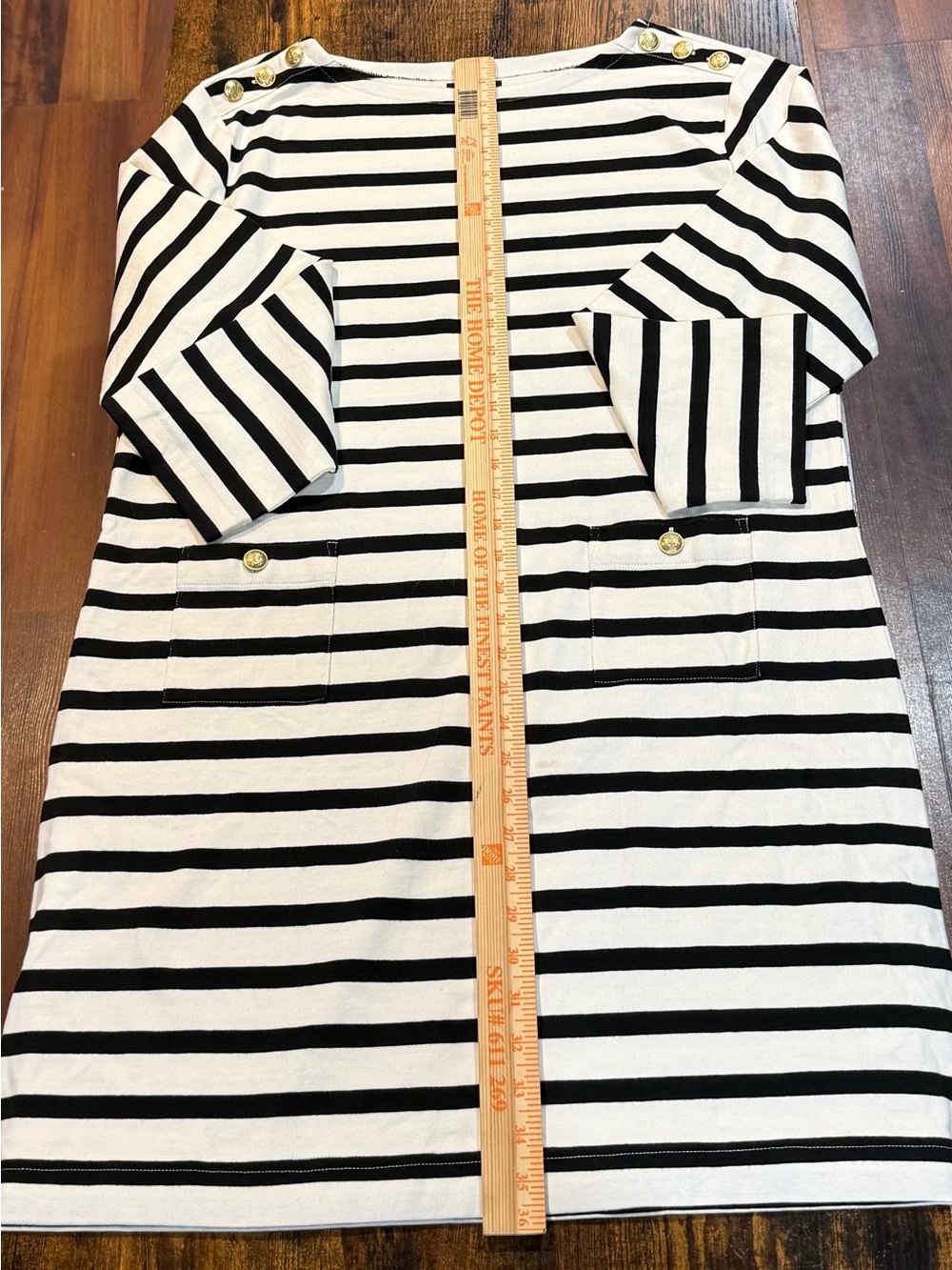 J.Crew Mariner Cloth Striped Shirt Dress XL Gold Buttons Nautical Preppy - Picture 10 of 10